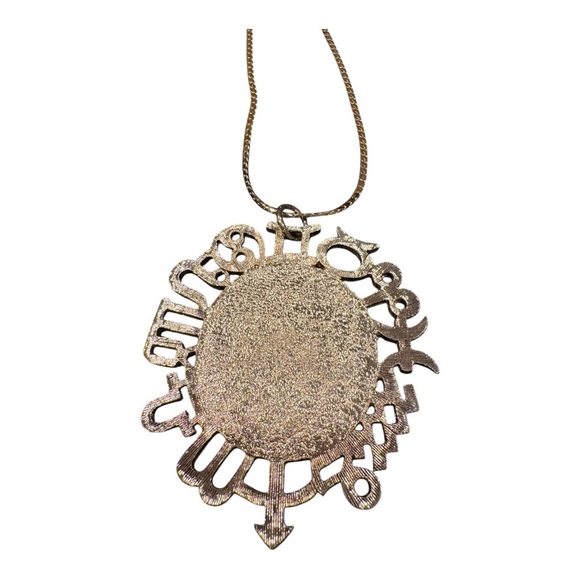 Vintage Gold Tone Chinese Dragon Zodiac Medallion Pendant Necklace J24 - Picture 5 of 5